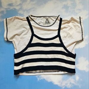 UNIF Black & White Striped Crop Top with Tee